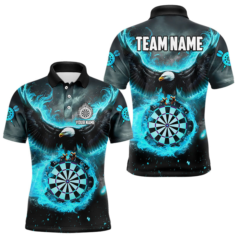 Personalized Blue Cyan Fire Flame Dartboard Eagle 3D Men Dart, Darts League Team