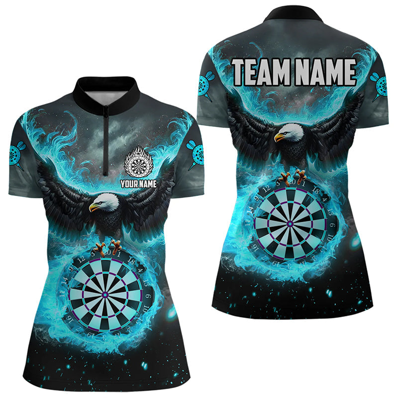 Personalized Blue Cyan Fire Flame Dartboard Eagle 3D Men Dart, Darts League Team