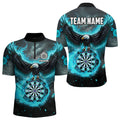Personalized Blue Cyan Fire Flame Dartboard Eagle 3D Men Dart, Darts League Team
