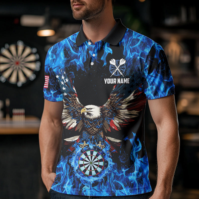 Blue Flaming American Flag Eagle Custom 3D Dart, Patriotic Darts Team