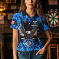 Blue Flaming American Flag Eagle Custom 3D Dart, Patriotic Darts Team