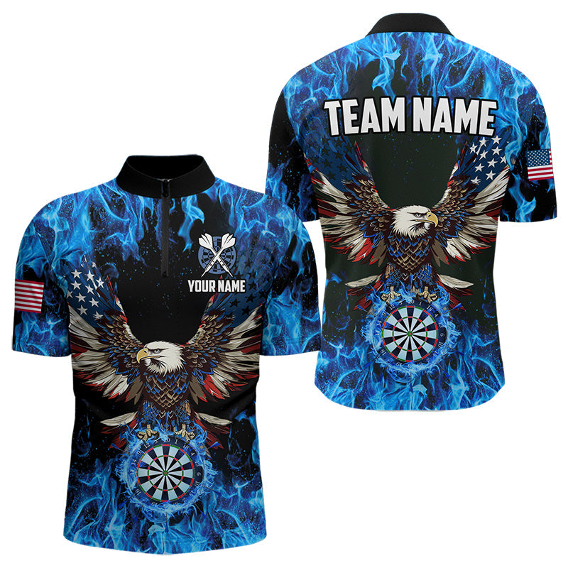 Blue Flaming American Flag Eagle Custom 3D Dart, Patriotic Darts Team