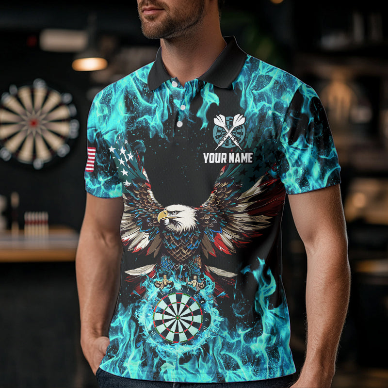 Turquoise Flame American Flag Eagle Custom 3D Dart Patriotic Darts League Team