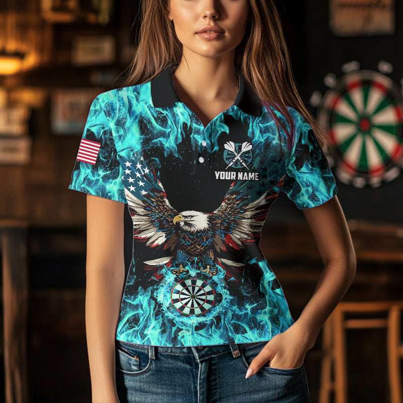 Turquoise Flame American Flag Eagle Custom 3D Dart Patriotic Darts League Team