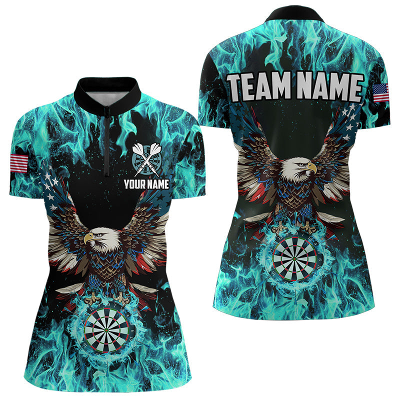 Turquoise Flame American Flag Eagle Custom 3D Dart Patriotic Darts League Team