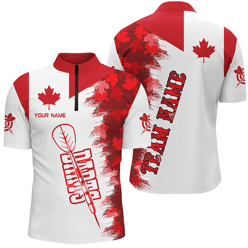 Personalized Darts Canada Flag Vintage Men Quarter-Zip Custom Canadian Darts