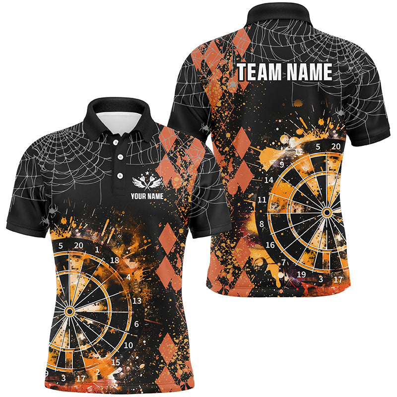 Orange Grunge Darts Board Argyle Pattern Custom Men Darts, Halloween Darts Team