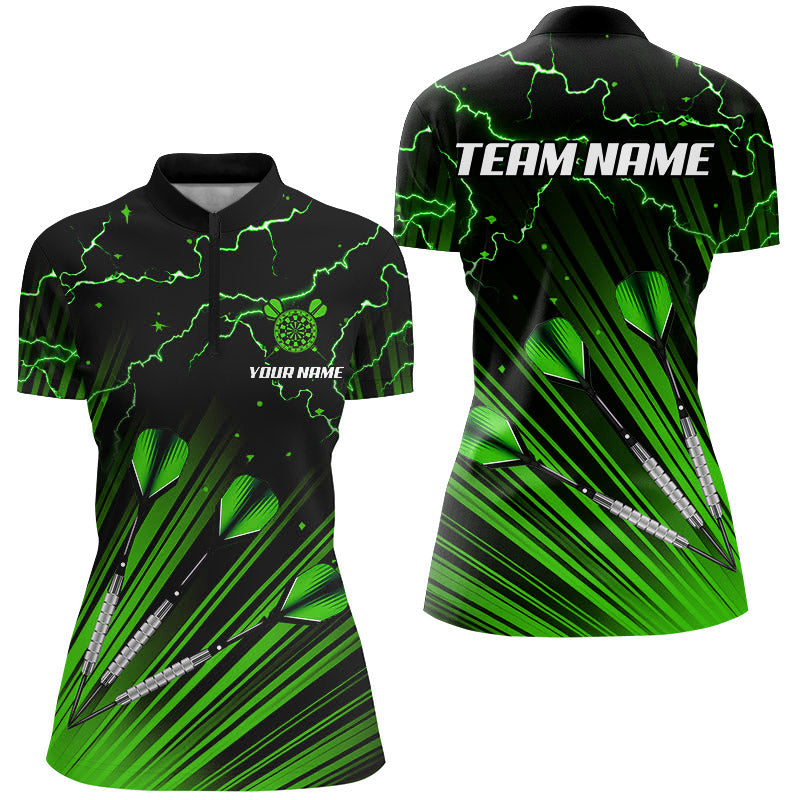 Green Dart Arrow Lightning Custom Darts, Quarter-Zip, Darts Uniform