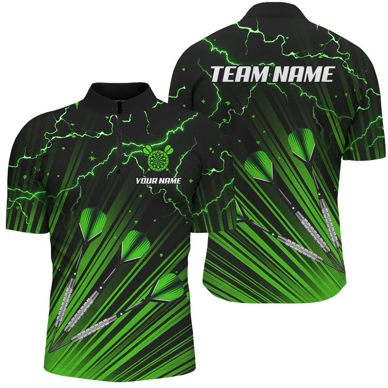 Green Dart Arrow Lightning Custom Darts, Quarter-Zip, Darts Uniform