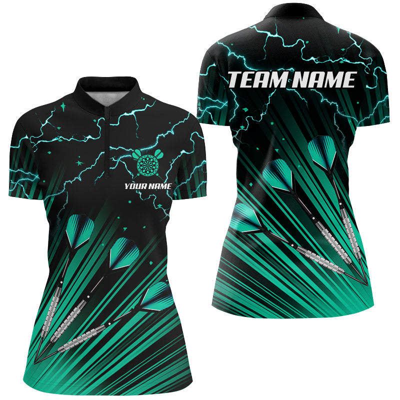 Turquoise Dart Arrow Lightning Custom Darts, Quarter-Zip, Darts Uniform