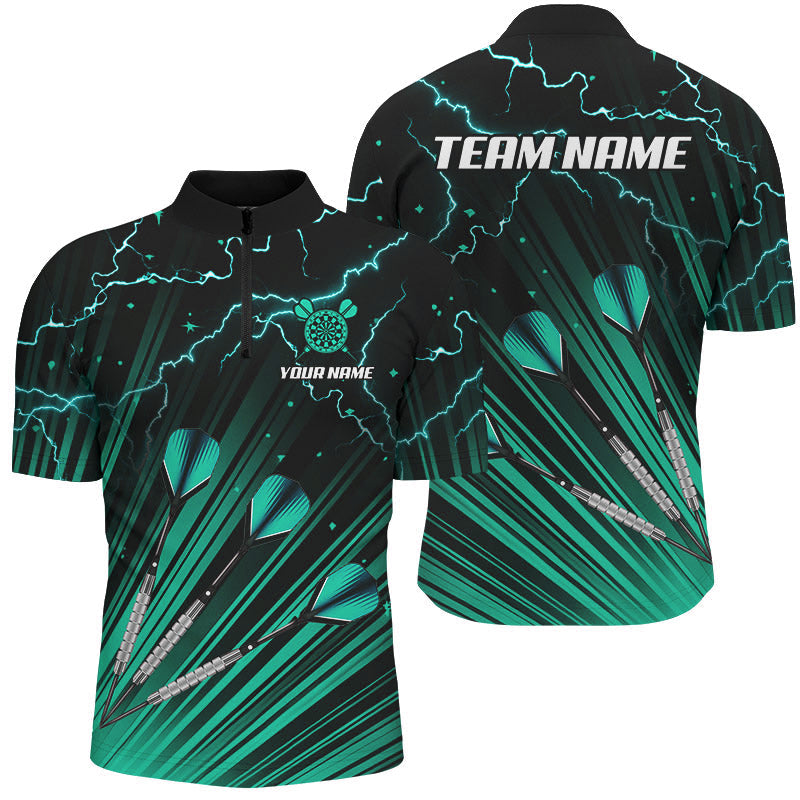 Turquoise Dart Arrow Lightning Custom Darts, Quarter-Zip, Darts Uniform