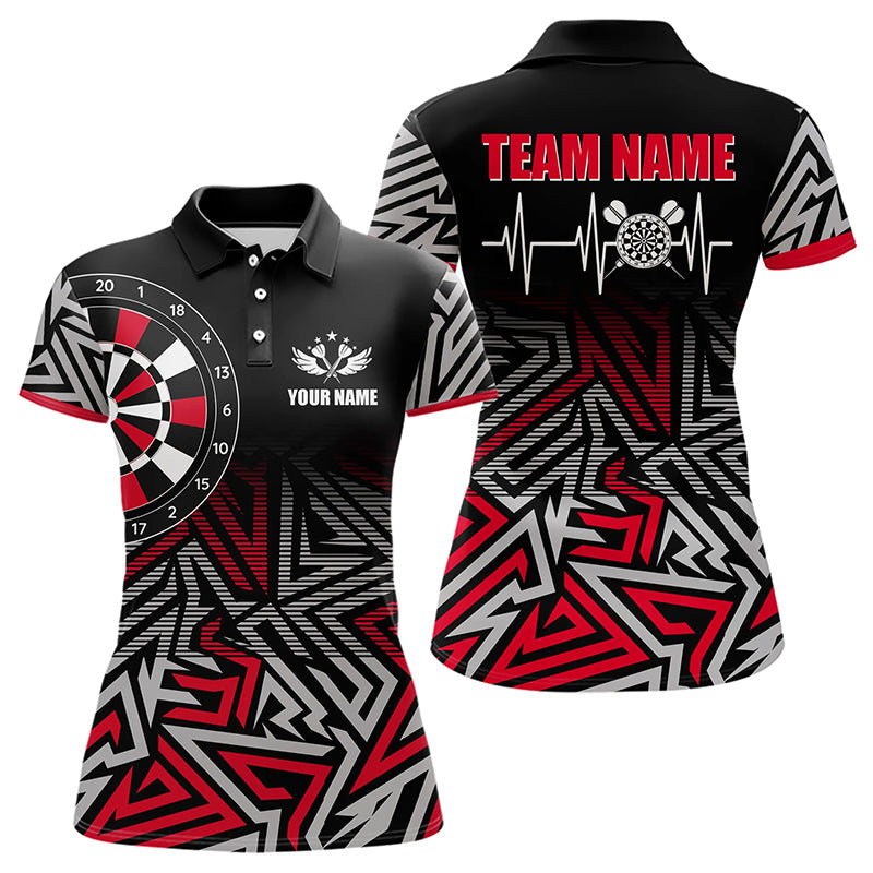Personalized Darts Heartbeat Zig-Zag Pattern Custom Dart, Dart Team | Red