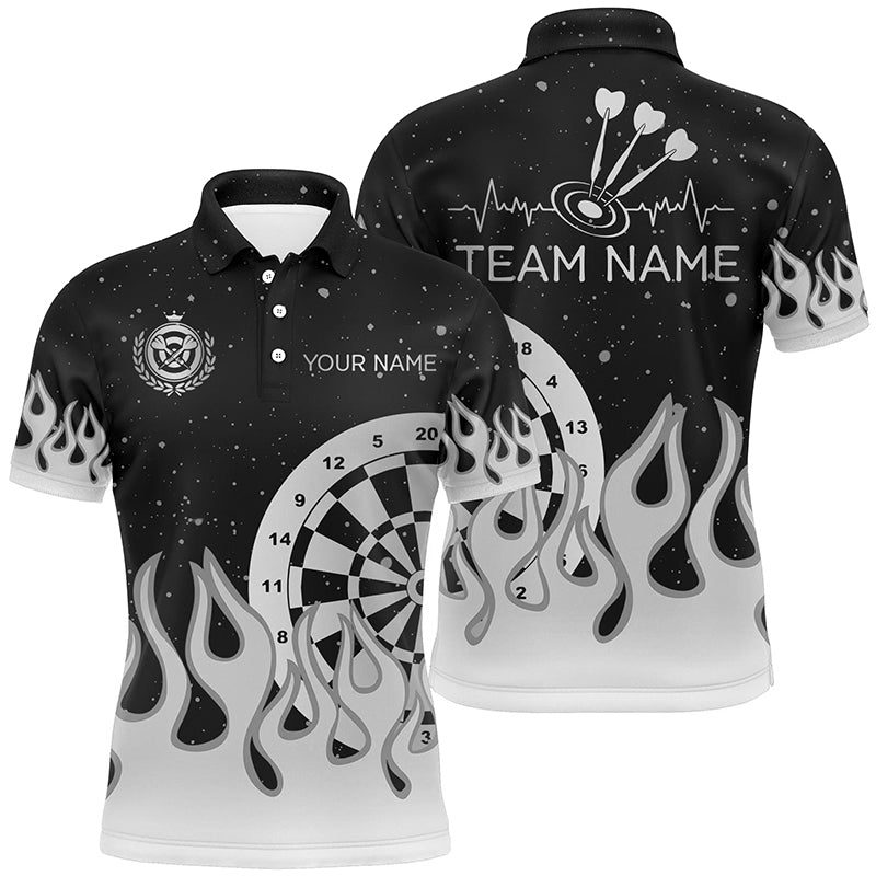Grey Black Dartboard Fire Flame Men Darts and Quarter-Zip Custom Team Darts Gifts