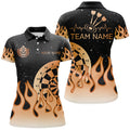 Orange Dartboard Fire Flame Men Darts and Quarter-Zip Custom Team Darts Gifts