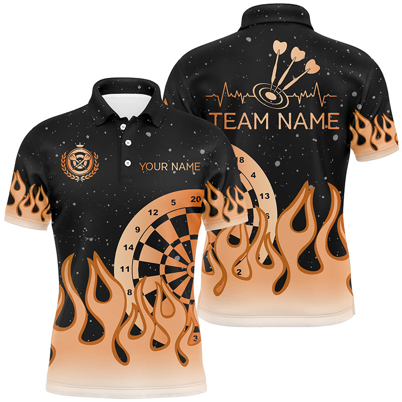 Orange Dartboard Fire Flame Men Darts and Quarter-Zip Custom Team Darts Gifts