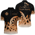 Orange Dartboard Fire Flame Men Darts and Quarter-Zip Custom Team Darts Gifts
