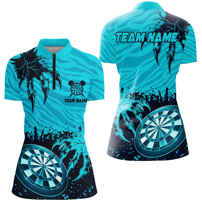 Funny Claw Dartboard Turquoise Men Darts Quarter-Zip Custom Team League Darts