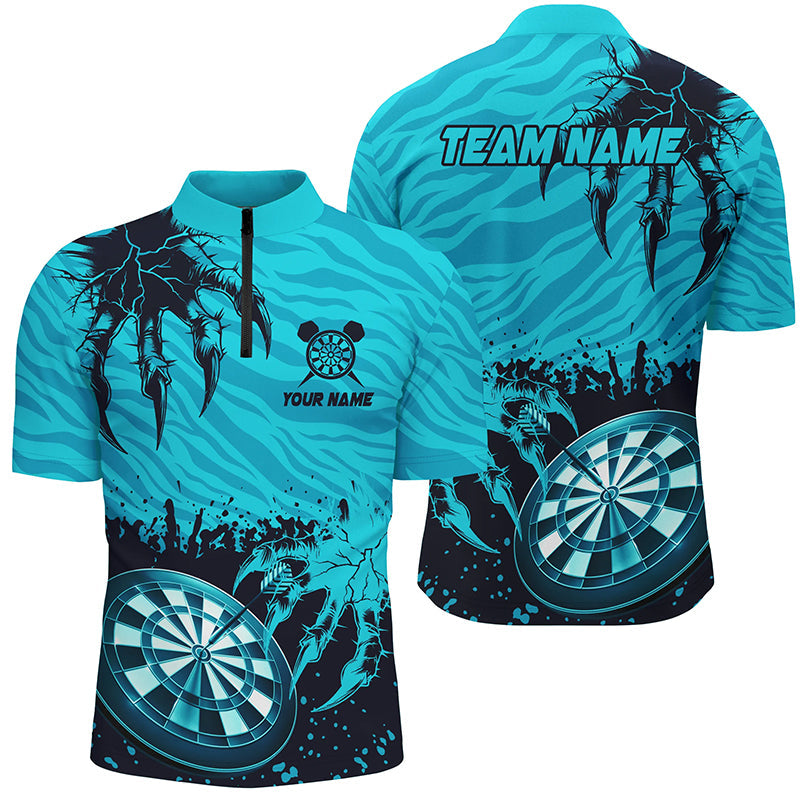 Funny Claw Dartboard Turquoise Men Darts Quarter-Zip Custom Team League Darts