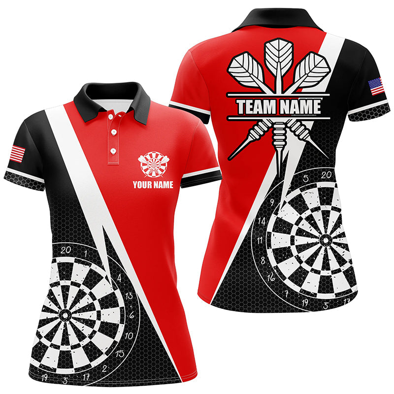 Retro Darts Board Men Darts Quarter-Zip Custom Name Darts Team Uniform |Red