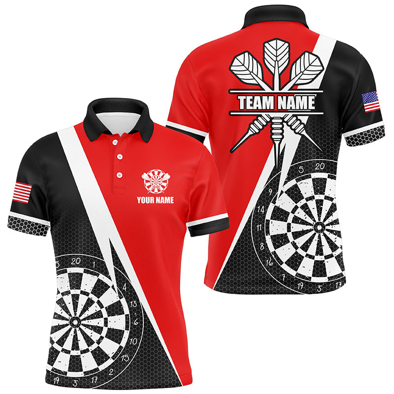 Retro Darts Board Men Darts Quarter-Zip Custom Name Darts Team Uniform |Red