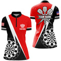 Retro Darts Board Men Darts Quarter-Zip Custom Name Darts Team Uniform |Red