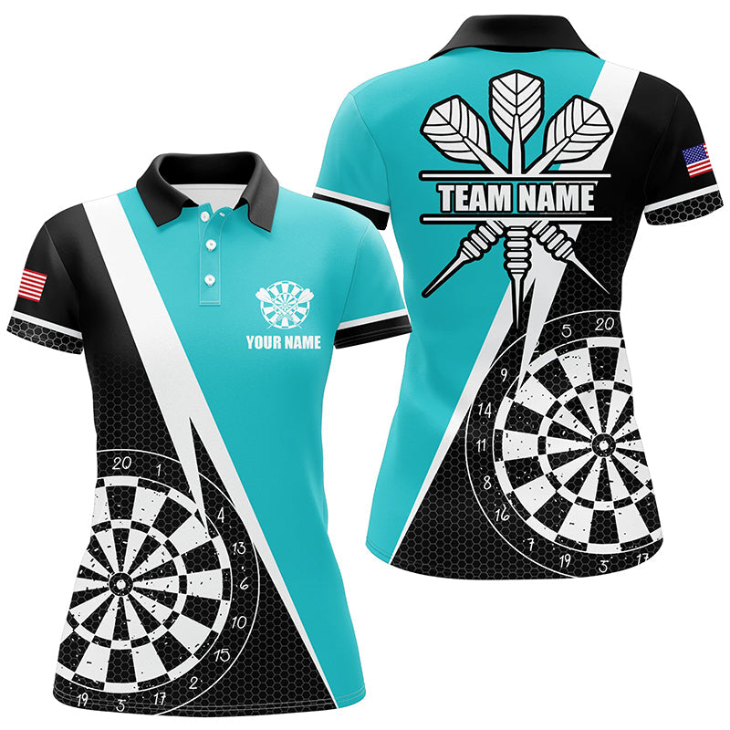 Retro Darts Board Men Darts Quarter-Zip Custom Darts Team Uniform |Turquoise