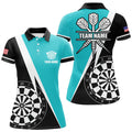 Retro Darts Board Men Darts Quarter-Zip Custom Darts Team Uniform |Turquoise