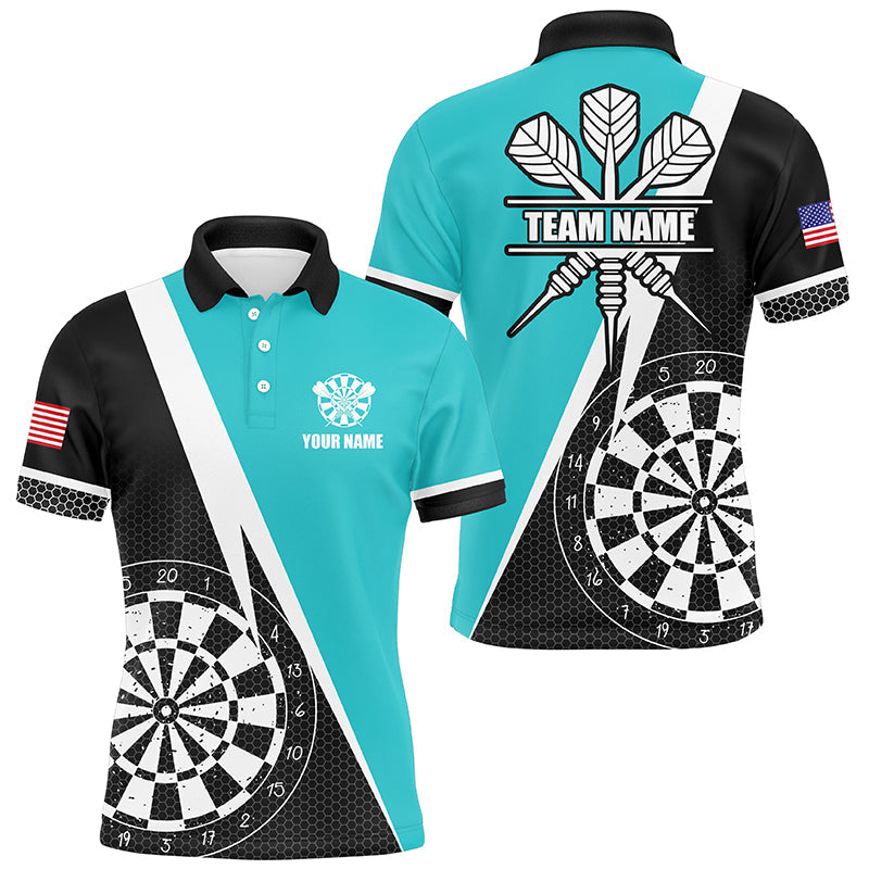 Retro Darts Board Men Darts Quarter-Zip Custom Darts Team Uniform |Turquoise