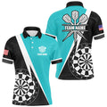 Retro Darts Board Men Darts Quarter-Zip Custom Darts Team Uniform |Turquoise