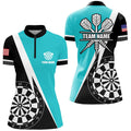 Retro Darts Board Men Darts Quarter-Zip Custom Darts Team Uniform |Turquoise