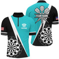 Retro Darts Board Men Darts Quarter-Zip Custom Darts Team Uniform |Turquoise