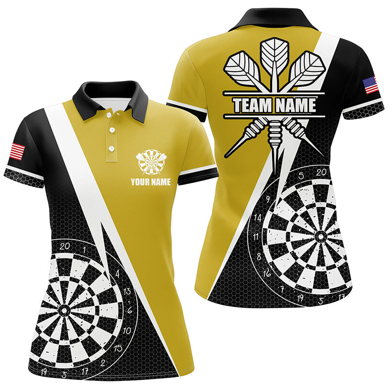 Retro Darts Board Men Darts Quarter-Zip Custom Darts Team Uniform |Yellow