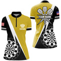 Retro Darts Board Men Darts Quarter-Zip Custom Darts Team Uniform |Yellow