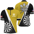 Retro Darts Board Men Darts Quarter-Zip Custom Darts Team Uniform |Yellow