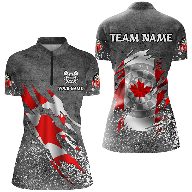 Personalized Grey Grunge Canadian Flag Darts Custom Patriotic Darts Team