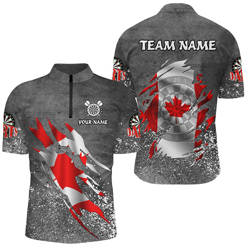 Personalized Grey Grunge Canadian Flag Darts Custom Patriotic Darts Team