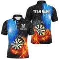3D Dartboard In Fire And Water Custom Dart, Black Grunge Dart Team Uniform