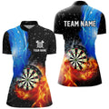 3D Dartboard In Fire And Water Custom Dart, Black Grunge Dart Team Uniform