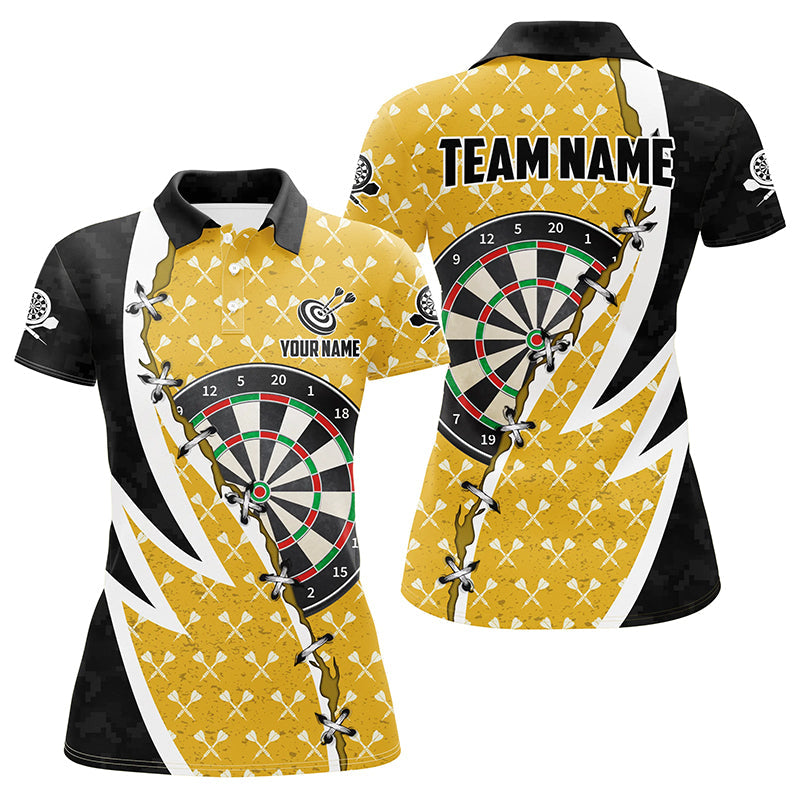 Personalized Darts Board Black Yellow Dart Men Quarter-Zip Custom Darts Team
