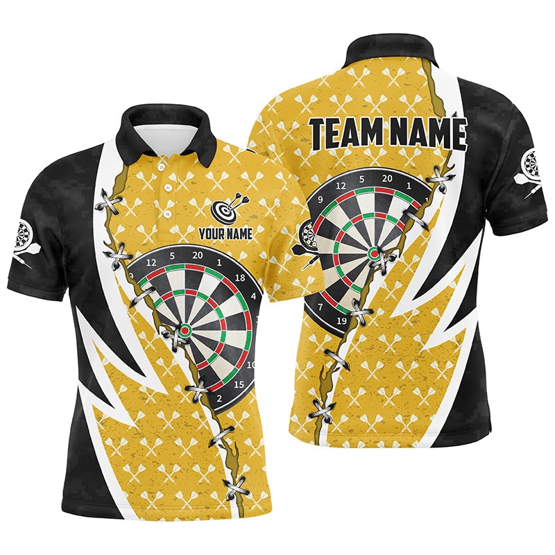 Personalized Darts Board Black Yellow Dart Men Quarter-Zip Custom Darts Team