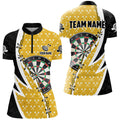 Personalized Darts Board Black Yellow Dart Men Quarter-Zip Custom Darts Team