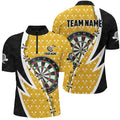 Personalized Darts Board Black Yellow Dart Men Quarter-Zip Custom Darts Team