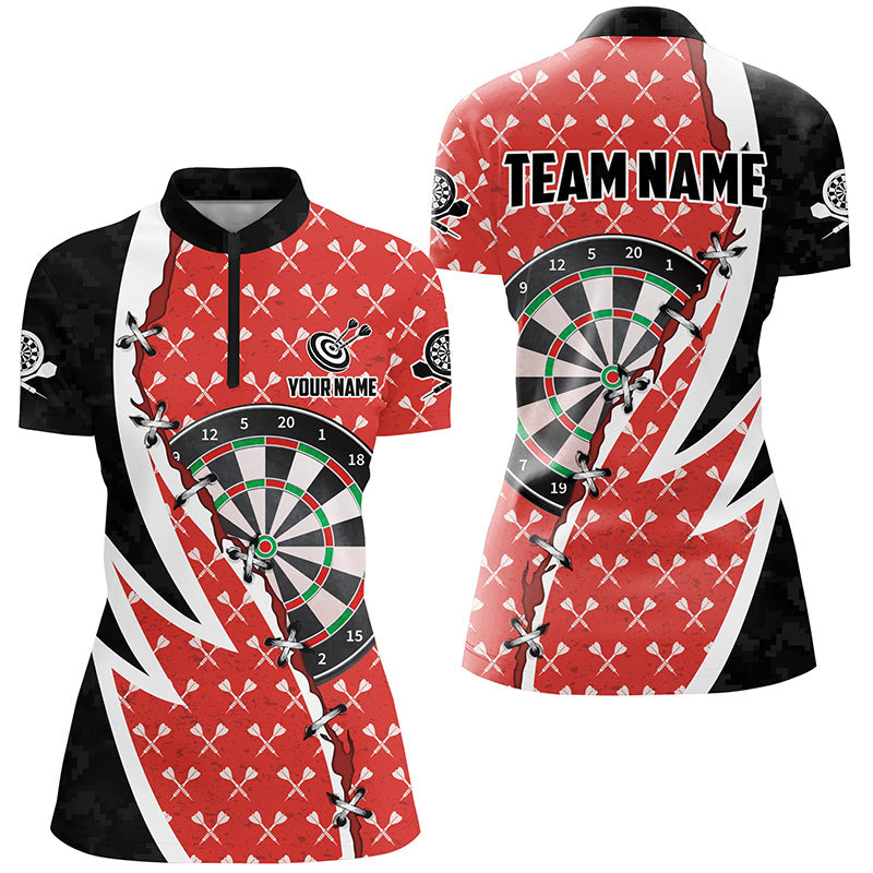 Personalized Darts Board Black Red Darts Men Quarter-Zip Custom Darts Team