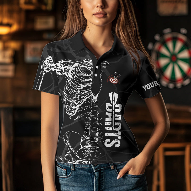 White Skeleton Custom Black Grunge Darts and, Funny Dart Dart