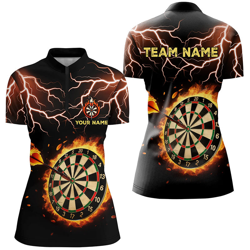 Personalized Fire Darts Board Thunder Lightning Men Quarter-Zip, Darts Team