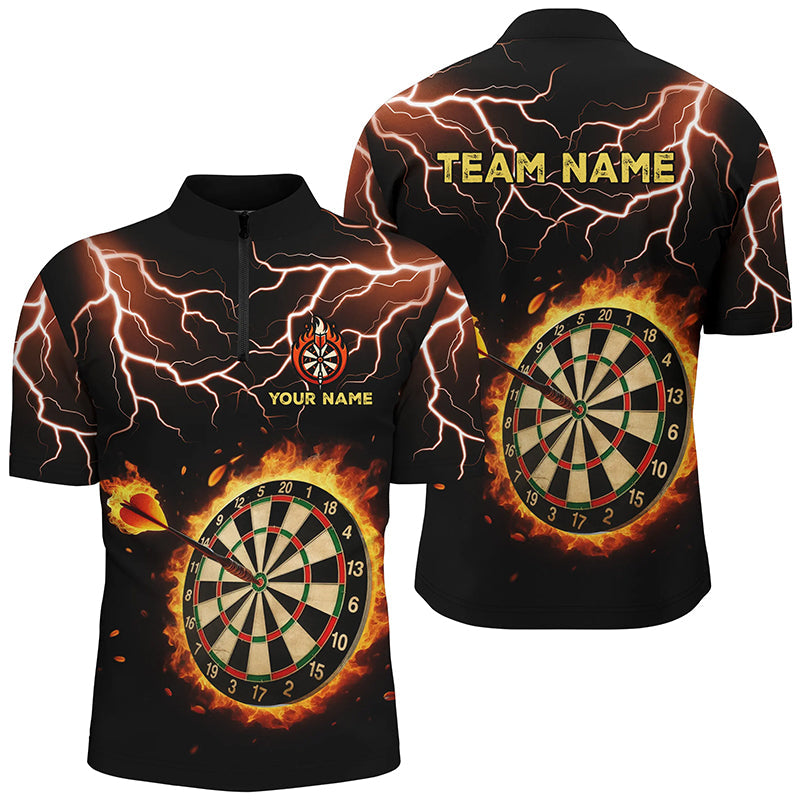 Personalized Fire Darts Board Thunder Lightning Men Quarter-Zip, Darts Team