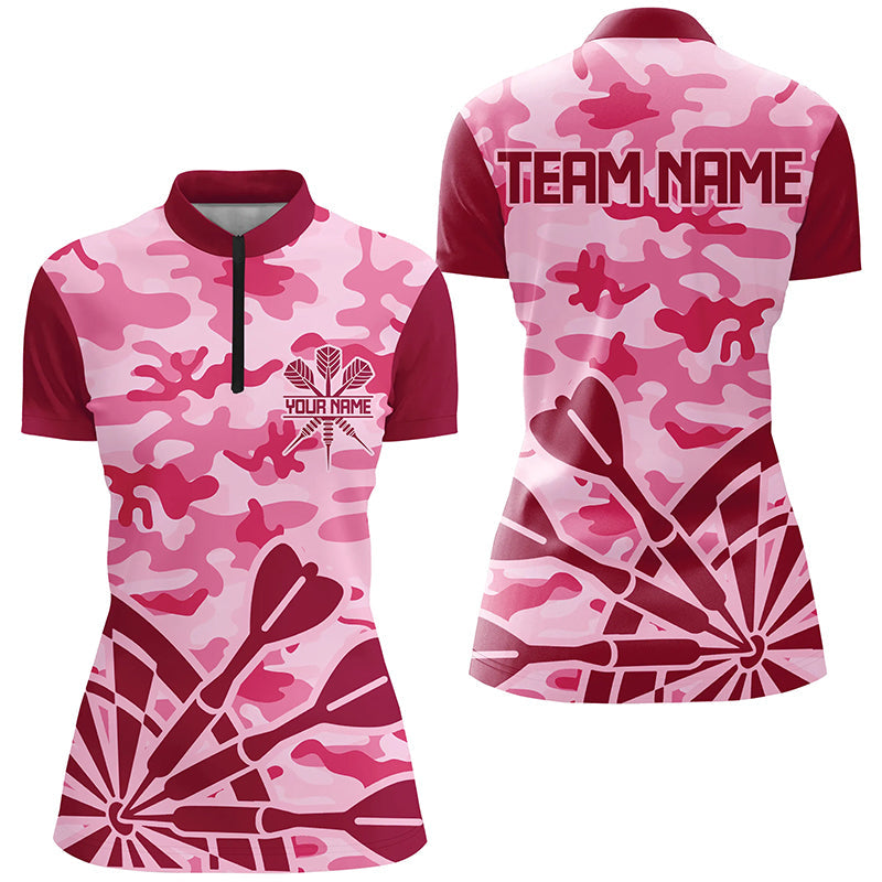 Pink Camo Darts and Quarter-Zip Custom Darts Uniform For Team