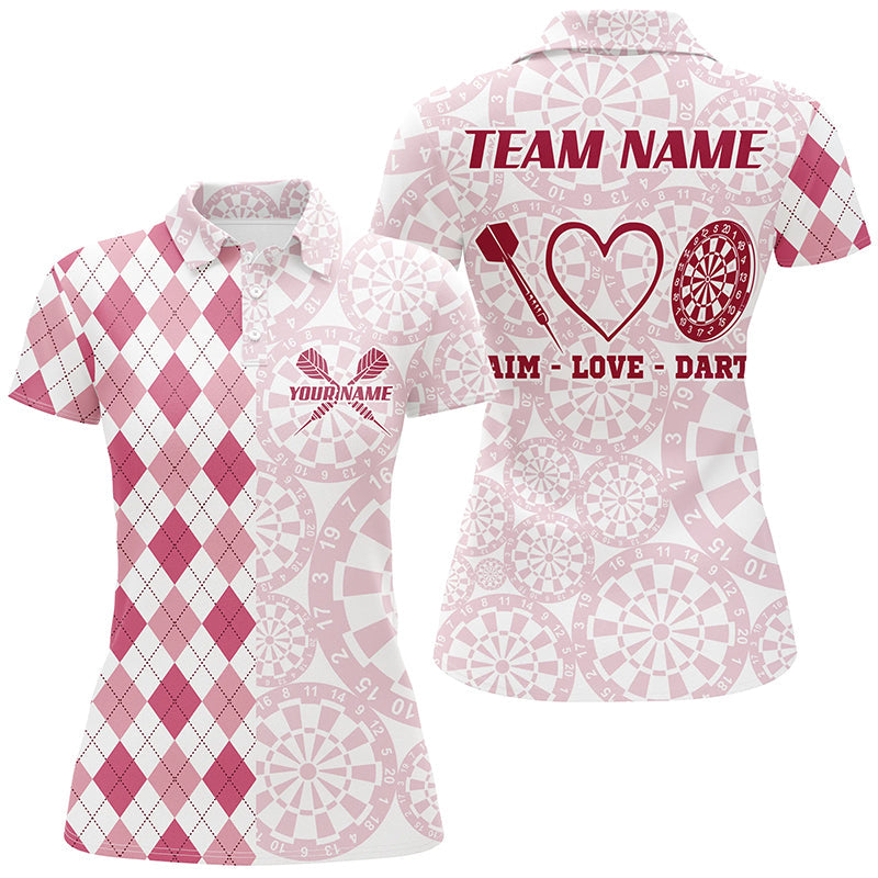 Aim Love Darts Custom Pink Argyle Men Darts and 1/4, Funny Darts Darts Team