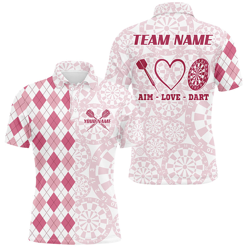 Aim Love Darts Custom Pink Argyle Men Darts and 1/4, Funny Darts Darts Team
