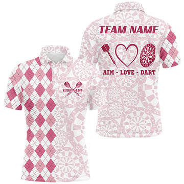 Aim Love Darts Custom Pink Argyle Men Darts and 1/4, Funny Darts Darts Team